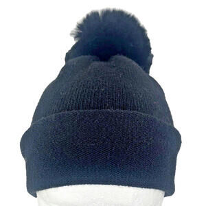 Free Size Co Black Angora Knit Beanie Stocking Pom Hat Cap Winter Cozy Warm